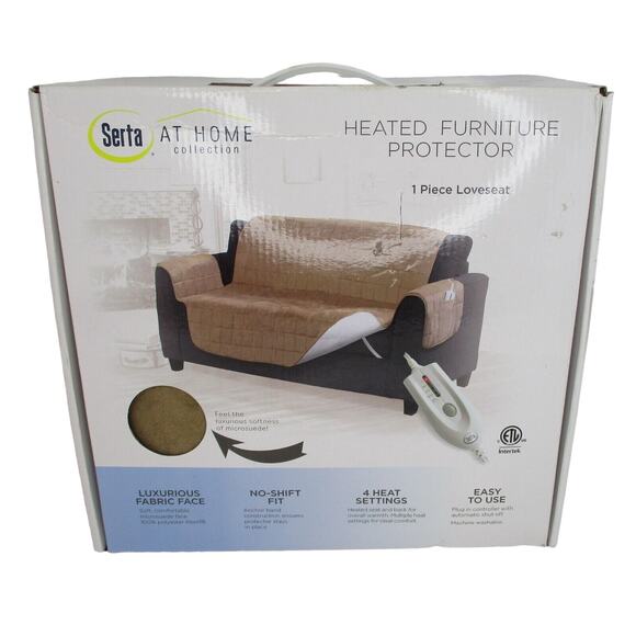 Serta Microsuede Electric Warming Furniture Protector Easy Care Loveseat - Picture 1 of 4